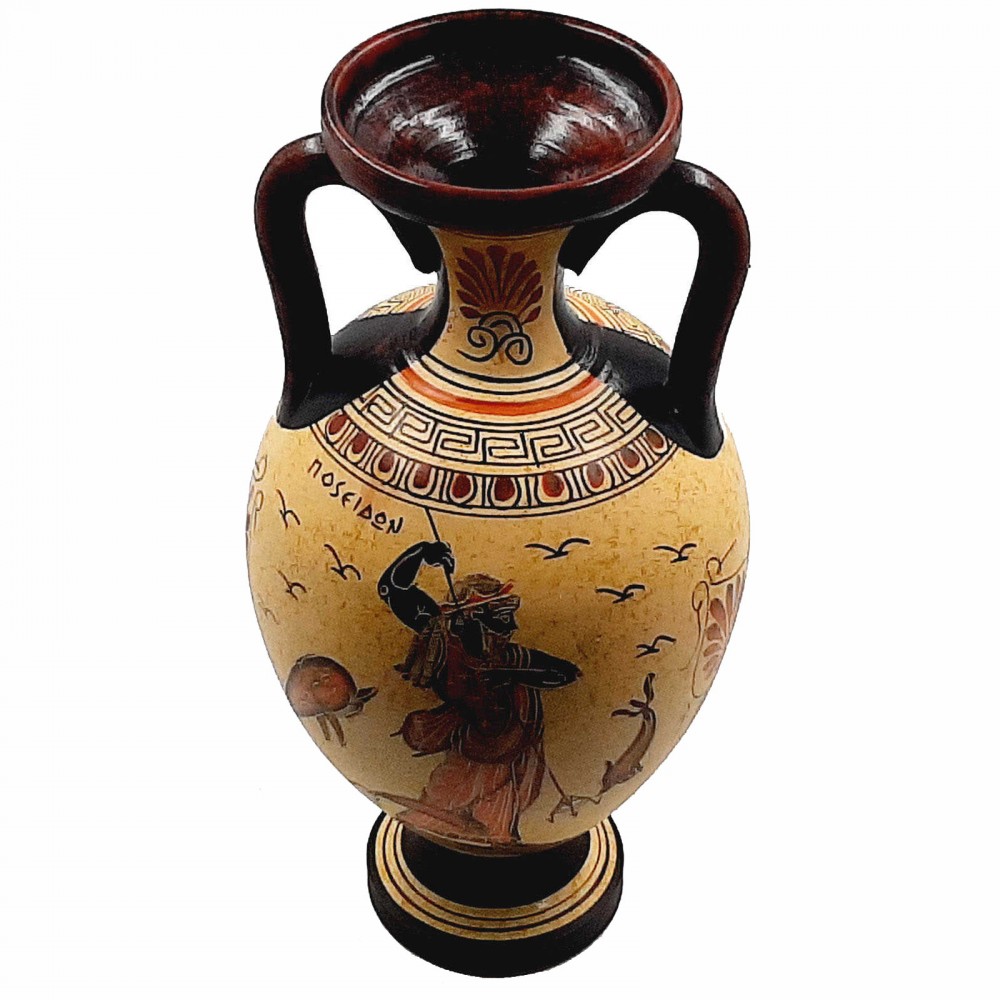 Ancient Greek Amphora Vase 31cm,God Dionysus,Poseidon