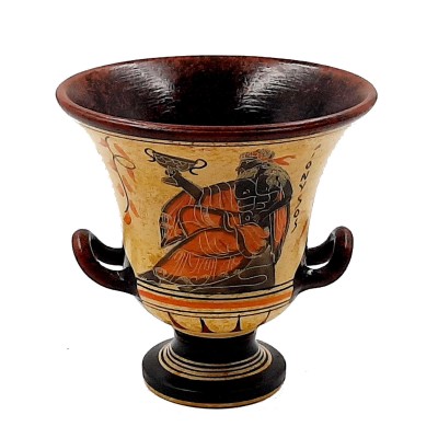 Ancient Greek Vase, Krater 12,5cm,Shows God Dionysus