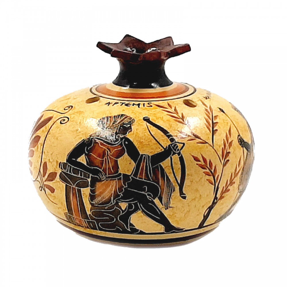 Ceramic Pottery,Pomegranates 11cm with candle,Goddess Artemis,Achilles