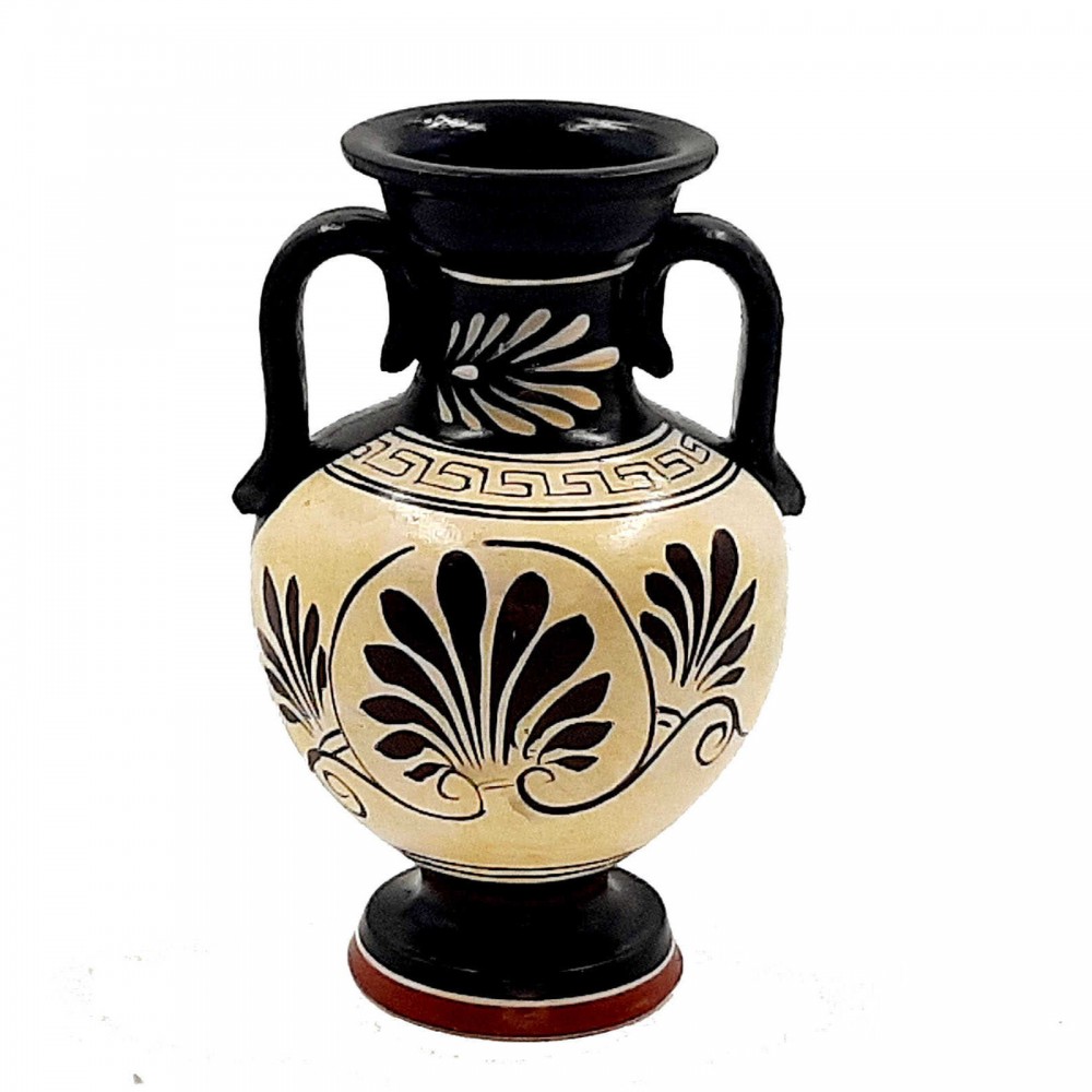 Attic white ground Greek Amphora Vase 13cm,God Poseidon