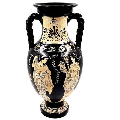 Greek Pottery Vase,White Figure Amphora 36cm,Goddess Demeter,Persefone