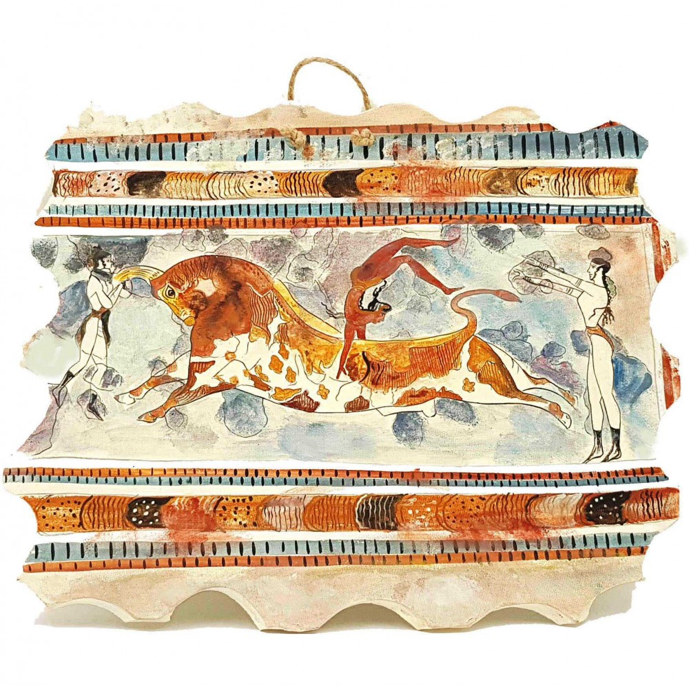 Ceramic Slab(32x26)cm  ,Bull-Leaping Fresco's Copy,Minoan Culture