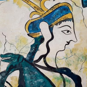 Θεά με τα στάχυα,Κεραμική πλάκα ,Αντίγραφο τοιχογραφίας από το ανάκτορο των Μυκηνών