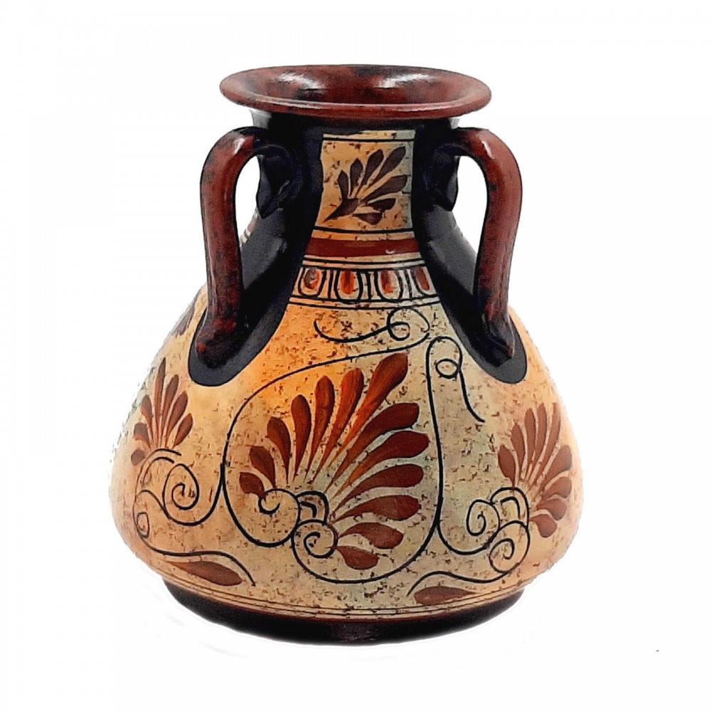 Ancient Greek Pottery vase 15cm ,God Dionysus with God Hermes