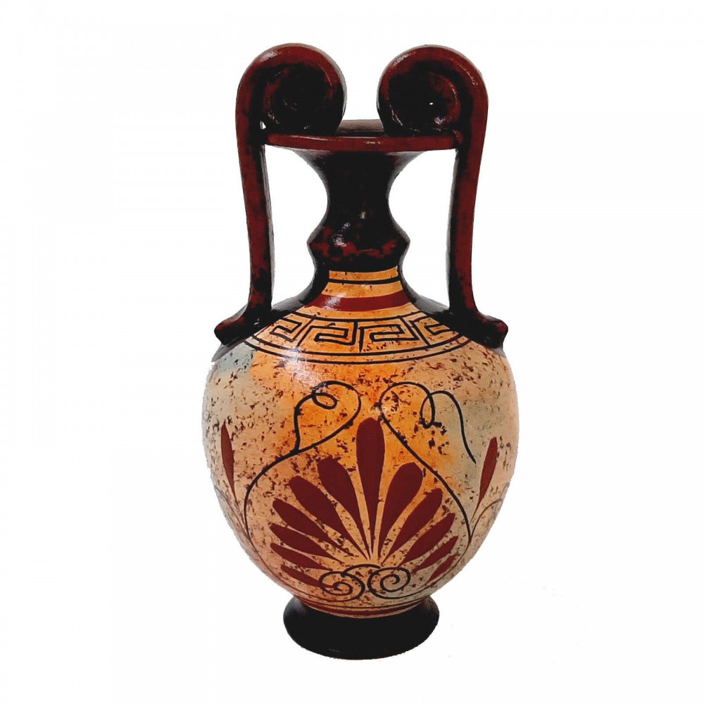 Set of 2 multicolor vases 13,5cm,Ancient Greek Pottery,Shows God Dionysus and Goddess Aphrodite