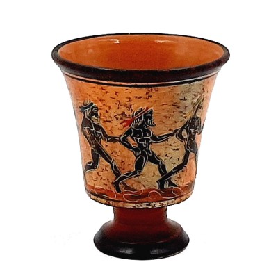 Δίκαιοι κούπα του Πυθαγόρα 11cm υαλωμένη ,Απεικονίζονται Αρχαία Ολυμπιακά Θέματα