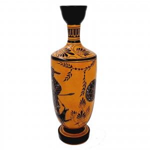 Black Figure Pottery Lekythos 26cm,God Hermes ,Goddess Athena