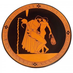 Ancient Greek Plate 23cm,Red figure painting,Man with a Boy