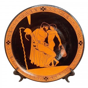 Ancient Greek Plate 23cm,Red figure painting,Man with a Boy