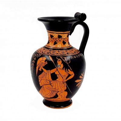 Οινοχόη Αρχαίας Ελληνικής Τέχνης 13cm,Ερυθρόμορφου Ρυθμού, Απεικονίζεται η Θεά Αθηνά