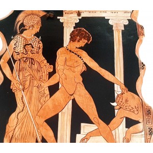 Ceramic Slab 17x20cm,Red figure Pottery,Theseus and the minotaur