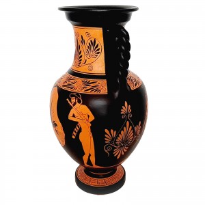 Red figure Pottery Vase 36cm,Hercules with Lion,God Hermes with Goddess Artemis