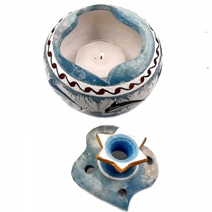 Ceramic Pomegranates 9cm with candle,Minoan Art Pottery